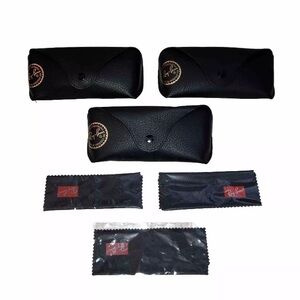 Lot of 3 Standard Ray-Ban Black Envelope Semi Hard Sunglasses Eyeglasses Case
